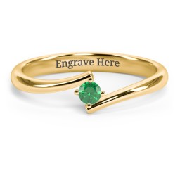 Birthstone Bypass Ring in 18K Gold Plated Silver with Emerald