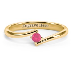 Birthstone Bypass Ring in 18K Gold Plated Silver with Ruby