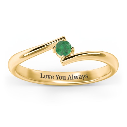 Birthstone Bypass Ring – 18K Gold Plated Silver with Emerald