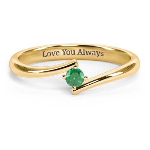 Birthstone Bypass Ring – 18K Gold Plated Silver with Emerald
