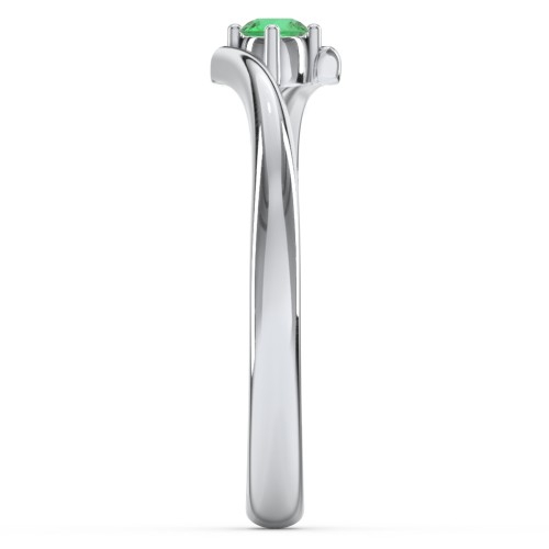 Birthstone Bypass Ring – Sterling Silver with Emerald