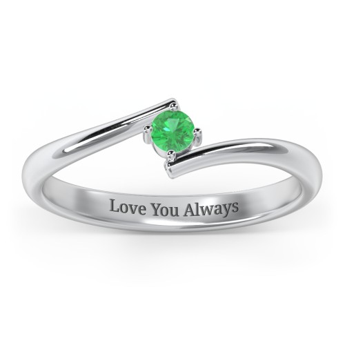 Birthstone Bypass Ring – Sterling Silver with Emerald
