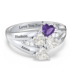 Multi-Heart Split-Band Ring