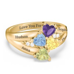 Multi-Heart Split-Band Ring