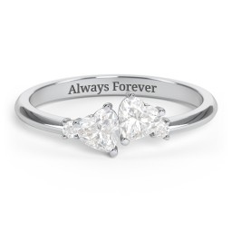 Pair of Hearts Gemstone Promise Ring with Accent Stones