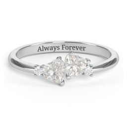Pair of Hearts Gemstone Promise Ring with Accent Stones