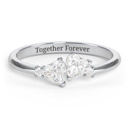 Pair of Hearts Gemstone Promise Ring with Accent Stones