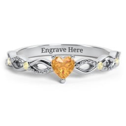 Twisted Vine Gemstone Heart Promise Ring with Accent Stones