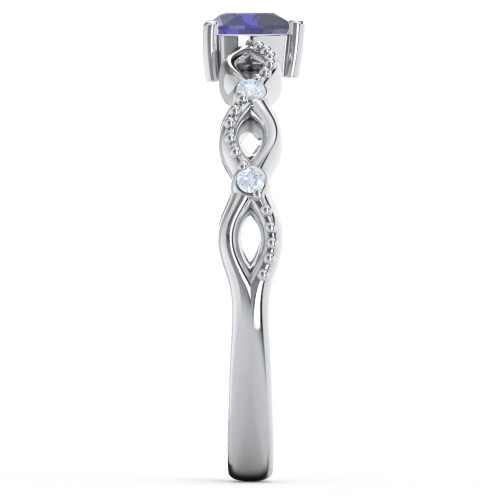 Twisted Vine Gemstone Heart Promise Ring with Accent Stones