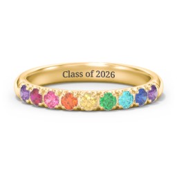 Rainbow Stackable Ring - 2.5mm in 18K Gold Plated Silver with Topaz - Rainbow