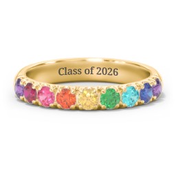 Rainbow Stackable Ring - 3mm in 18K Gold Plated Silver with Topaz - Rainbow