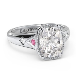 Elongated Cushion "Golden Era" Ring with Birthstones