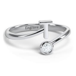 Initial & Birthstone Bypass Ring