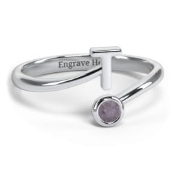 Initial & Birthstone Bypass Ring
