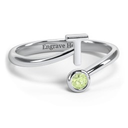 Initial & Birthstone Bypass Ring