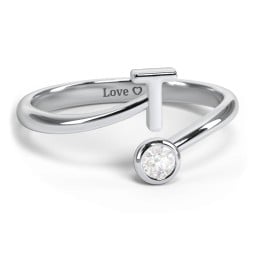 Initial & Birthstone Bypass Ring