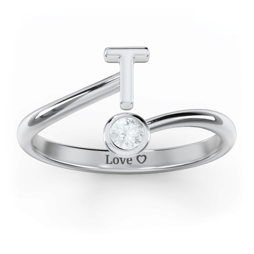 Initial & Birthstone Bypass Ring
