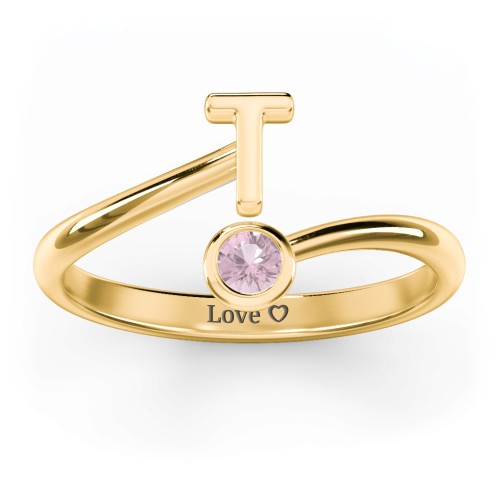 Initial & Birthstone Bypass Ring