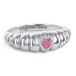 Croissant Dome Ring with Heart Gemstone