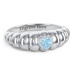 Croissant Dome Ring with Heart Gemstone