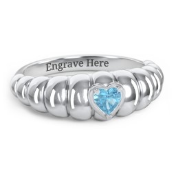 Croissant Dome Ring with Heart Gemstone
