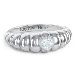 Croissant Dome Ring with Heart Gemstone