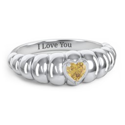 Croissant Dome Ring with Heart Gemstone