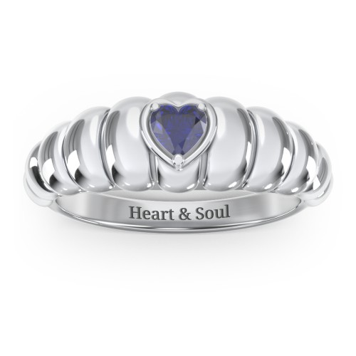 Croissant Dome Ring with Heart Gemstone