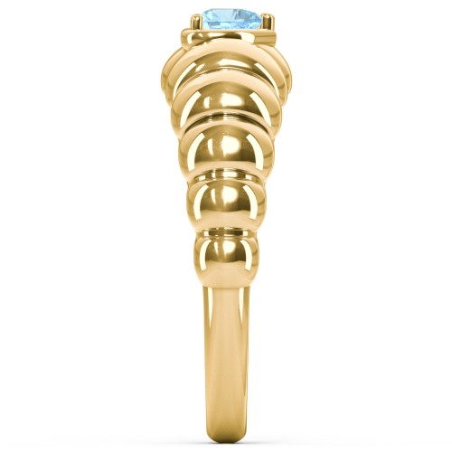 Croissant Dome Ring with Heart Gemstone – 18K Gold Plated Silver with Blue Topaz