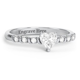 Solitaire Heart Gemstone Ring with Side Accent Stones