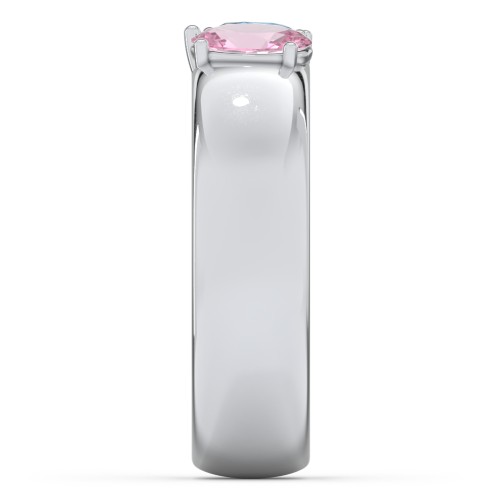 Toi et Moi Oval and Pear Gemstone Ring with Wide Band