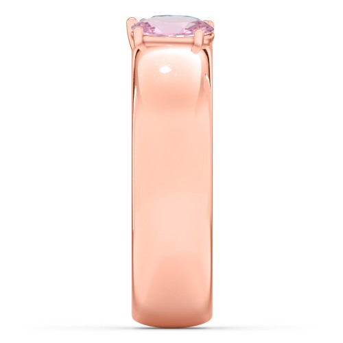 Toi et Moi Oval and Pear Gemstone Ring with Wide Band – 9kt Rose Gold with Pink Tourmaline and Blue Topaz