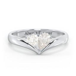 Toi et Moi Heart and Pear Gemstone Ring with V-Shape Band