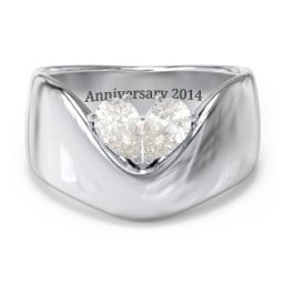 Toi et Moi Pear Gemstone Ring with Wide Curved Band