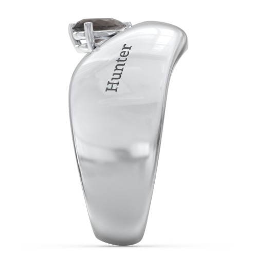 Toi et Moi Pear Gemstone Ring with Wide Curved Band