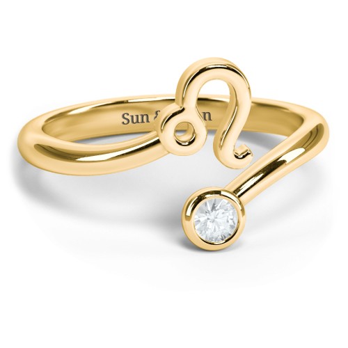 Zodiac Sign & Birthstone Bypass Ring – 18K Gold Plated Silver with Aquamarine