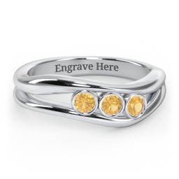 Curved 2-4 Bezel-Set Round Birthstone Ring