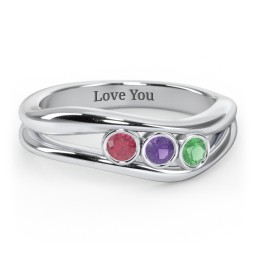Curved 2-4 Bezel-Set Round Birthstone Ring