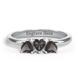 3 Heart Birthstone Ring