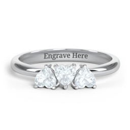 3 Heart Birthstone Ring