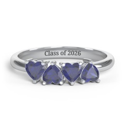 4 Heart Birthstone Ring