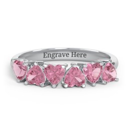 6 Heart Birthstone Ring