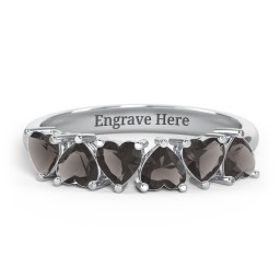 6 Heart Birthstone Ring