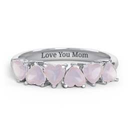 6 Heart Birthstone Ring