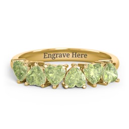 6 Heart Birthstone Ring in 18K Gold Plated Silver with Peridot
