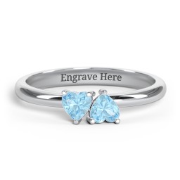 2 Heart Birthstone Ring