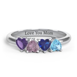 2 to 6 Heart Birthstone Ring