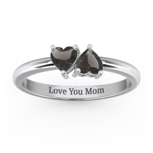 2 Heart Birthstone Ring