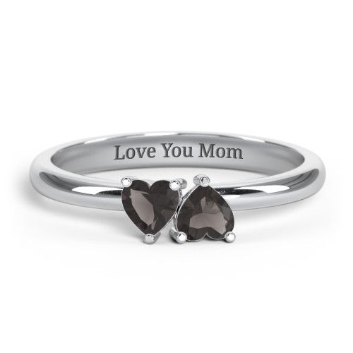 2 Heart Birthstone Ring