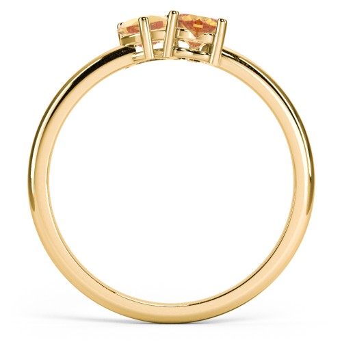 2 Heart Birthstone Ring – 18K Gold Plated Silver with Citrine